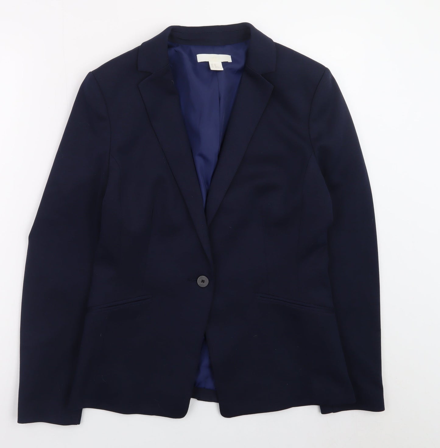 H&M Women's Blue Regular Fit Single-Breasted Blazer Size 12