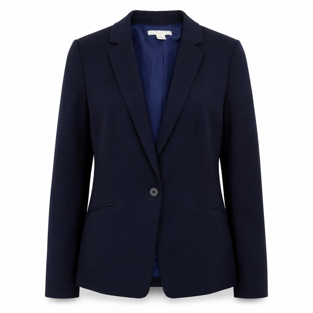 H&M Women's Blue Regular Fit Single-Breasted Blazer Size 12