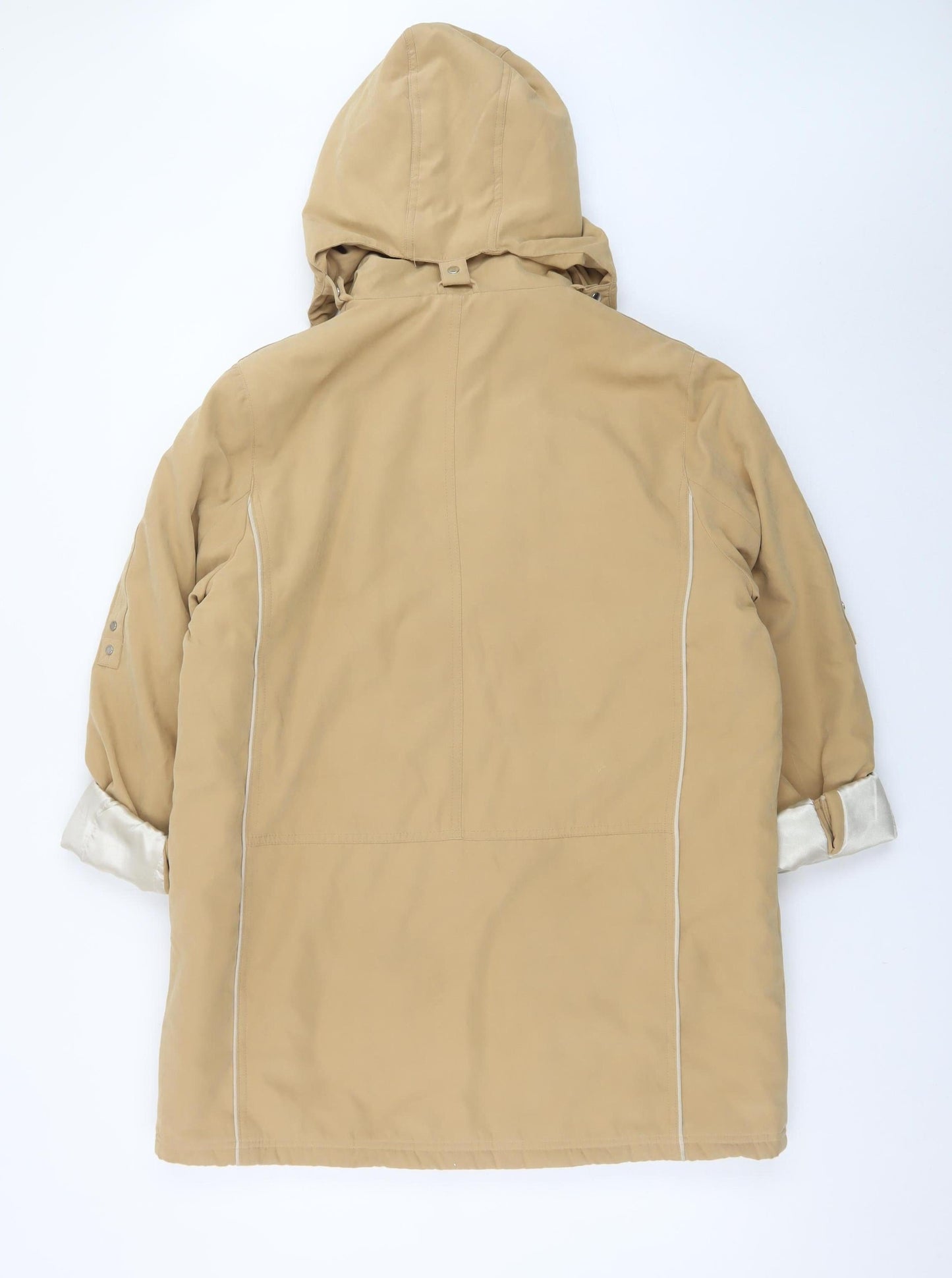 Balmoral Collection Women Beige Hooded Parka Coat Size 12 Polyester