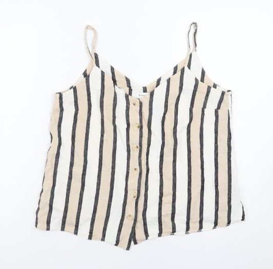 Warehouse Women’s Beige Striped Linen Blend Camisole Top Size 12