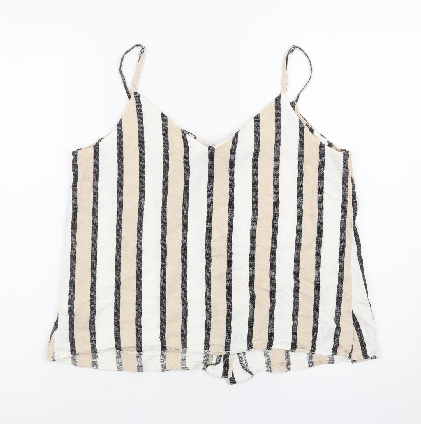 Warehouse Women’s Beige Striped Linen Blend Camisole Top Size 12