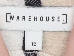 Warehouse Women’s Beige Striped Linen Blend Camisole Top Size 12