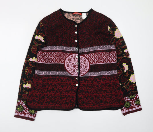 Alain Manoukian Women’s Multicoloured Floral Cardigan Size 22 Wool Blend