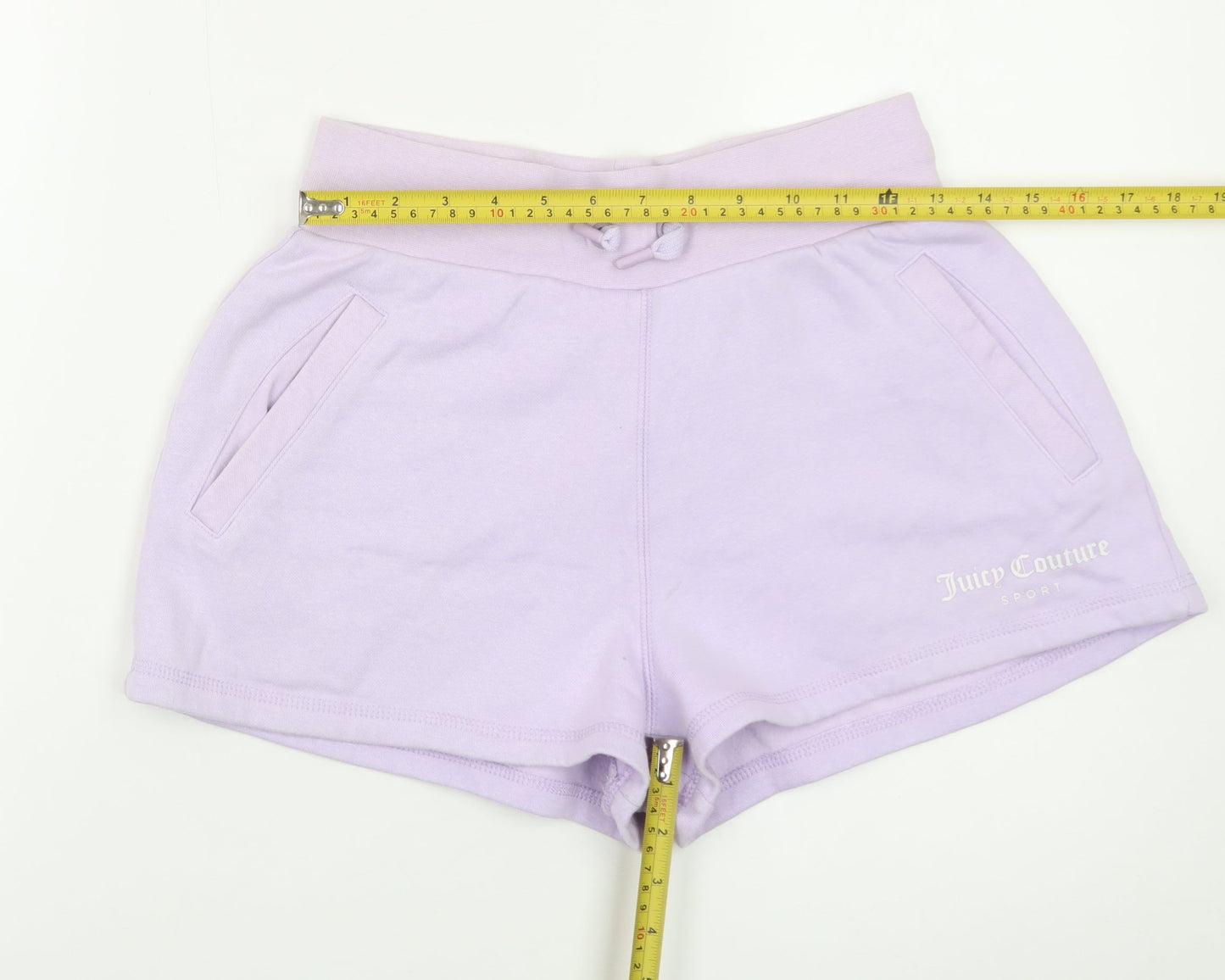 Juicy Couture Women Purple XS Sweat Shorts Logo Drawstring Sporty
