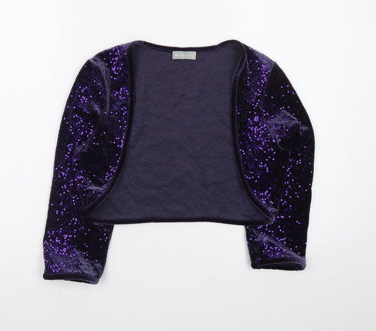 Marks and Spencer Per Una Women Purple Sequin Velvet Cropped Blouse Size 12
