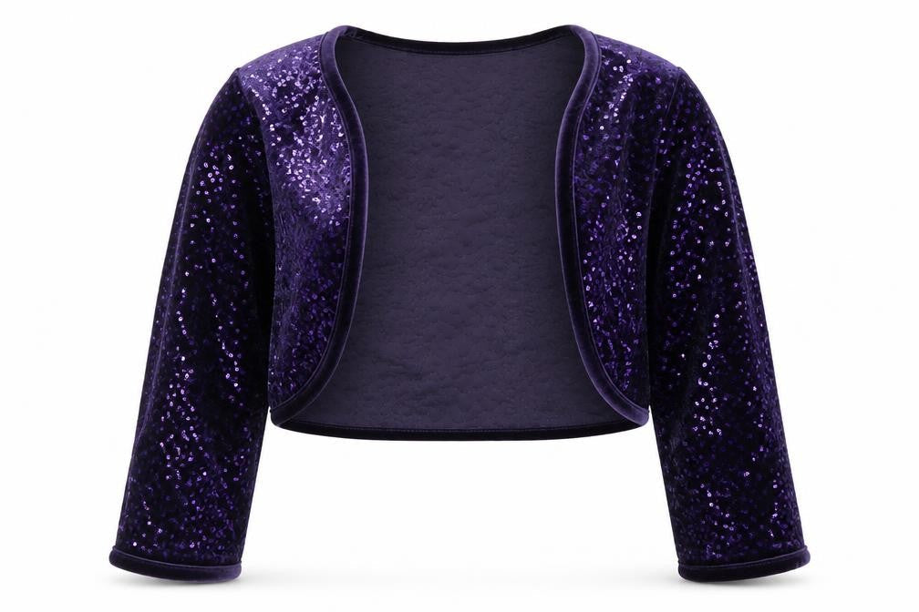 Marks & Spencer Per Una Women Purple Sequin Velvet Cropped Blouse Size 12