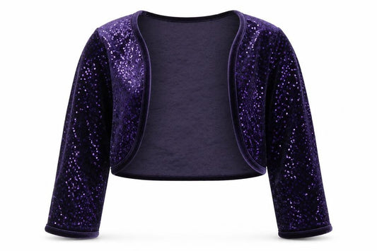 Marks & Spencer Per Una Women Purple Sequin Velvet Cropped Blouse Size 12