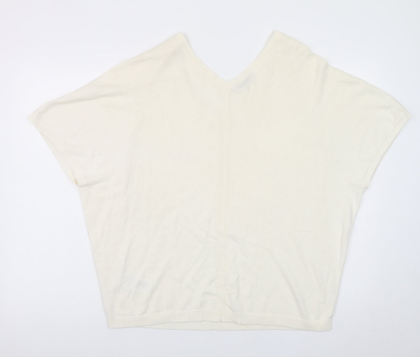 Hobbs Women’s Ivory V-Neck Short Sleeve Cotton Knit Jumper Size S