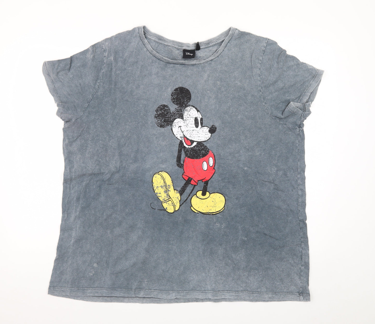 Disney Women's Grey Mickey Mouse Graphic T-Shirt XL Casual Cotton