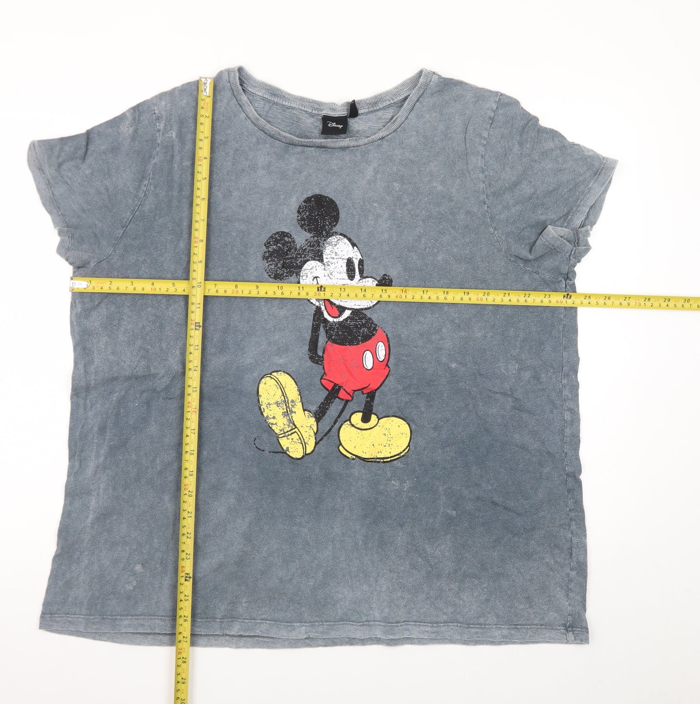 Disney Women's Grey Mickey Mouse Graphic T-Shirt XL Casual Cotton