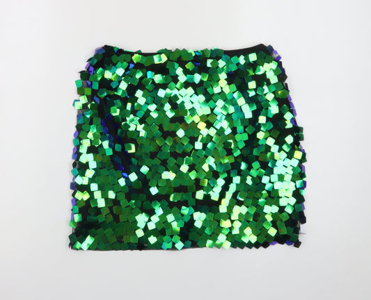 Collective The Label Women’s Green Sequin Mini Skirt Size 6 Petite