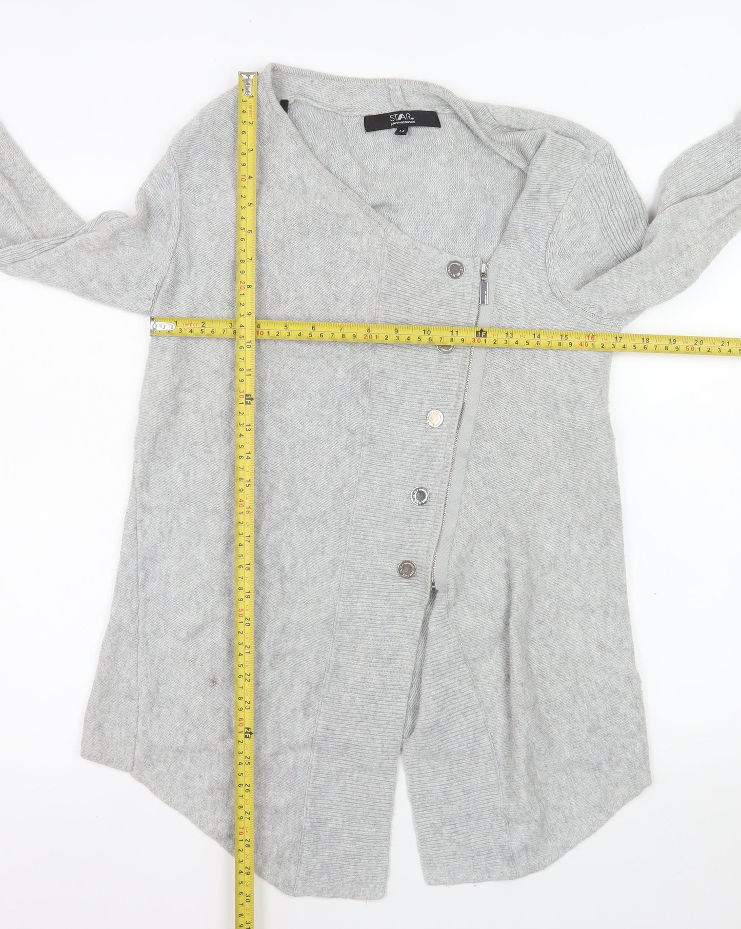 Star by Julien Macdonald Women's Grey V-Neck Cardigan Size 14