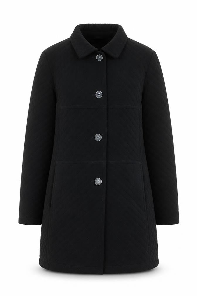 Gallery Women's Black Quilted Mid-Length Coat Size S