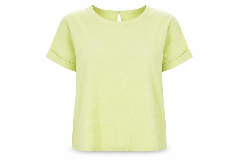 Primark Womens Yellow Linen Blend Short Sleeve Blouse Size 16