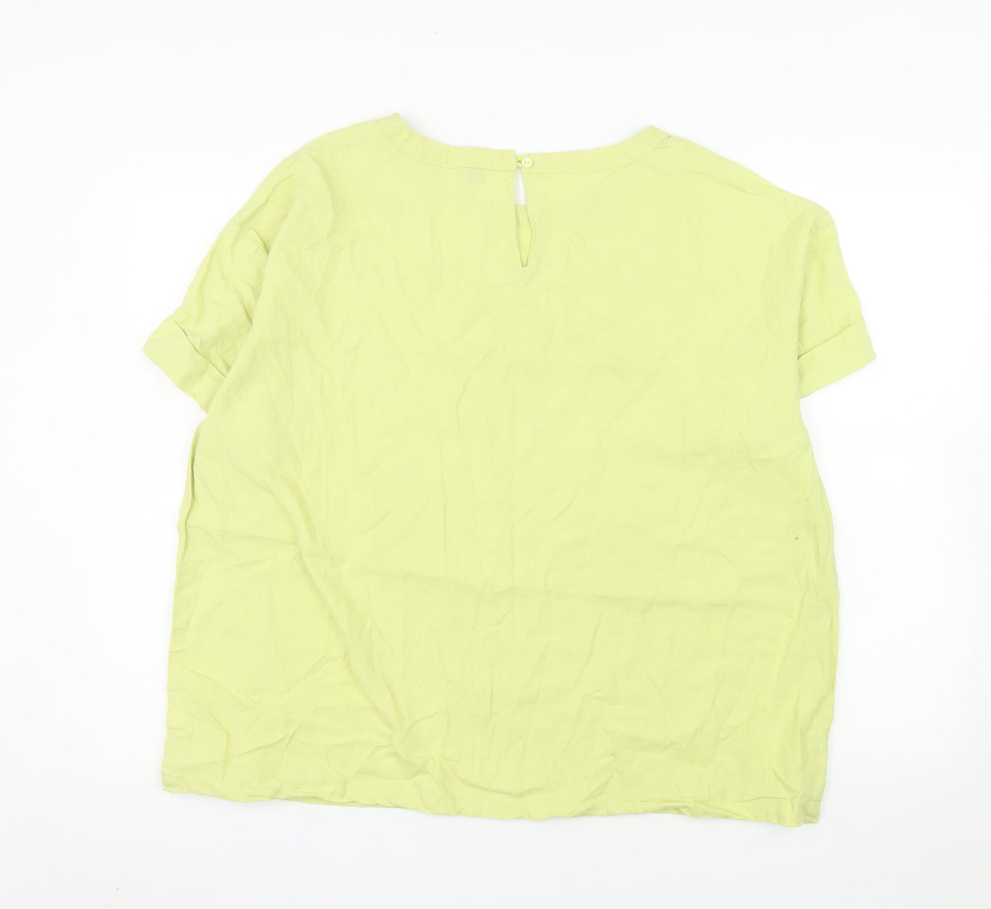 Primark Womens Yellow Linen Blend Short Sleeve Blouse Size 16