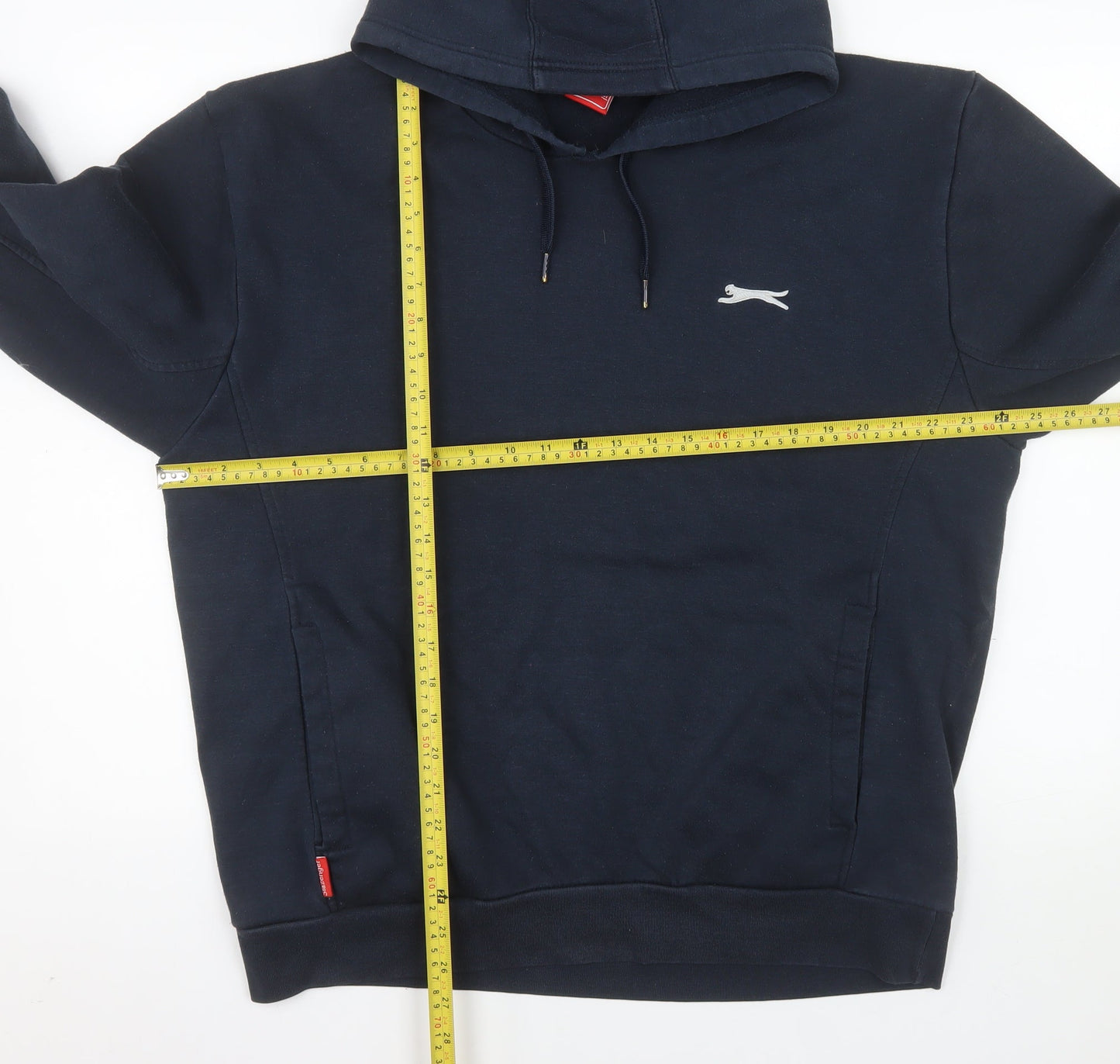 Slazenger Mens Blue Pullover Hoodie L Logo Drawstring Sweatshirt