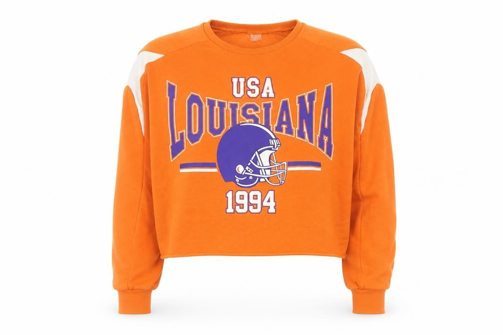 H&M Divided Women's Orange USA Louisiana 1994 Cropped Sweatshirt S