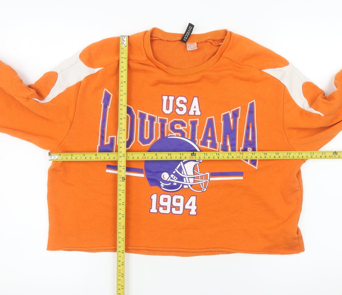 H&M Divided Women's Orange USA Louisiana 1994 Cropped Sweatshirt S