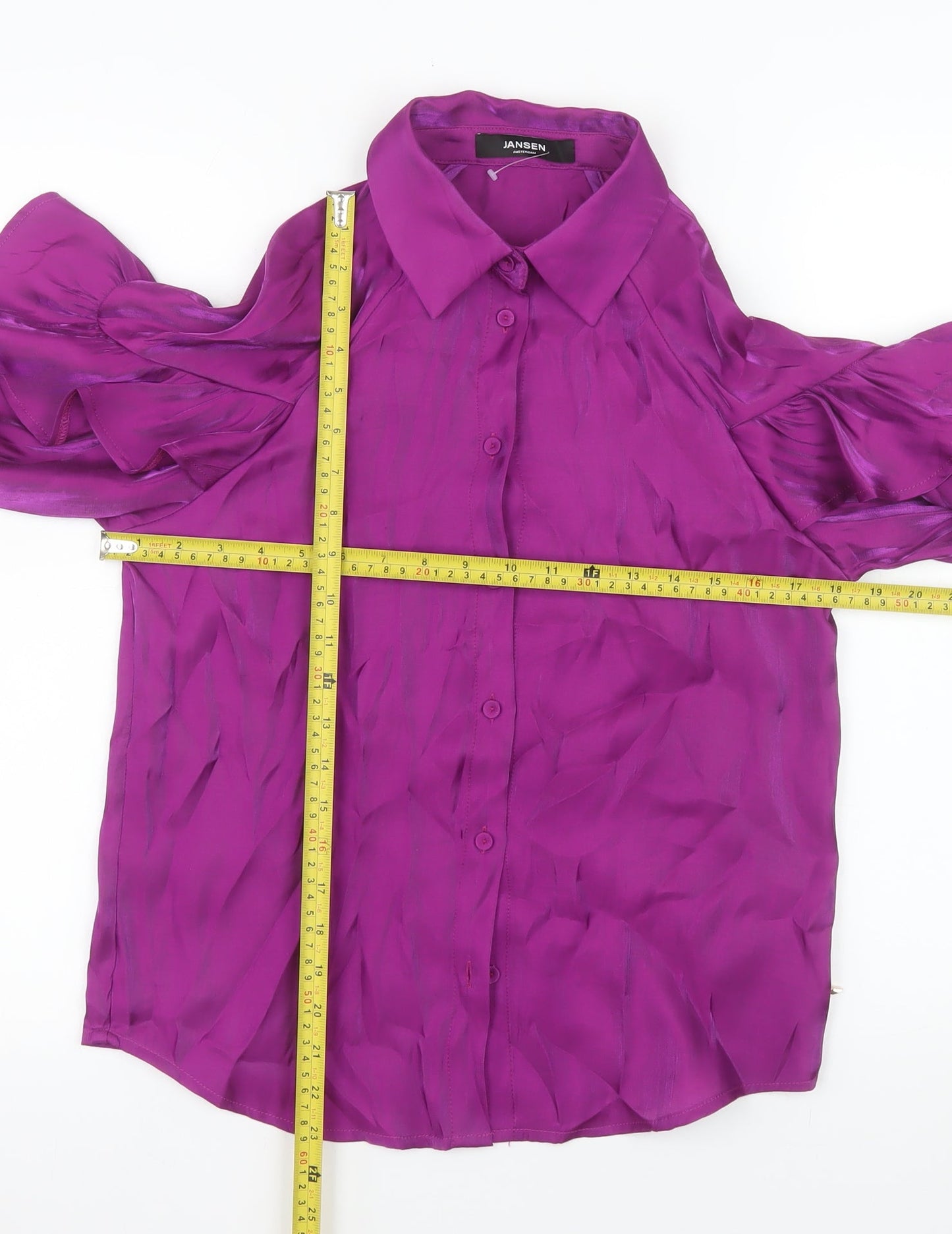 Jansen Women Purple Cold Shoulder Long Sleeve Viscose Blouse XS