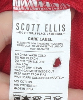 Scott Ellis Men's Red Cotton Blend Polo Shirt XS