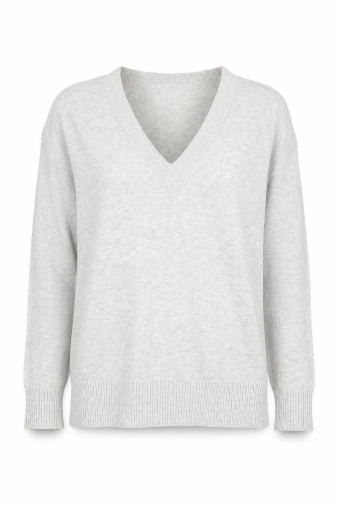 Express Women's Grey V-Neck Long Sleeve Pullover Jumper XS