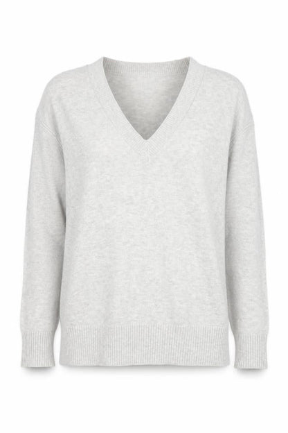 Express Women's Grey V-Neck Long Sleeve Pullover Jumper XS