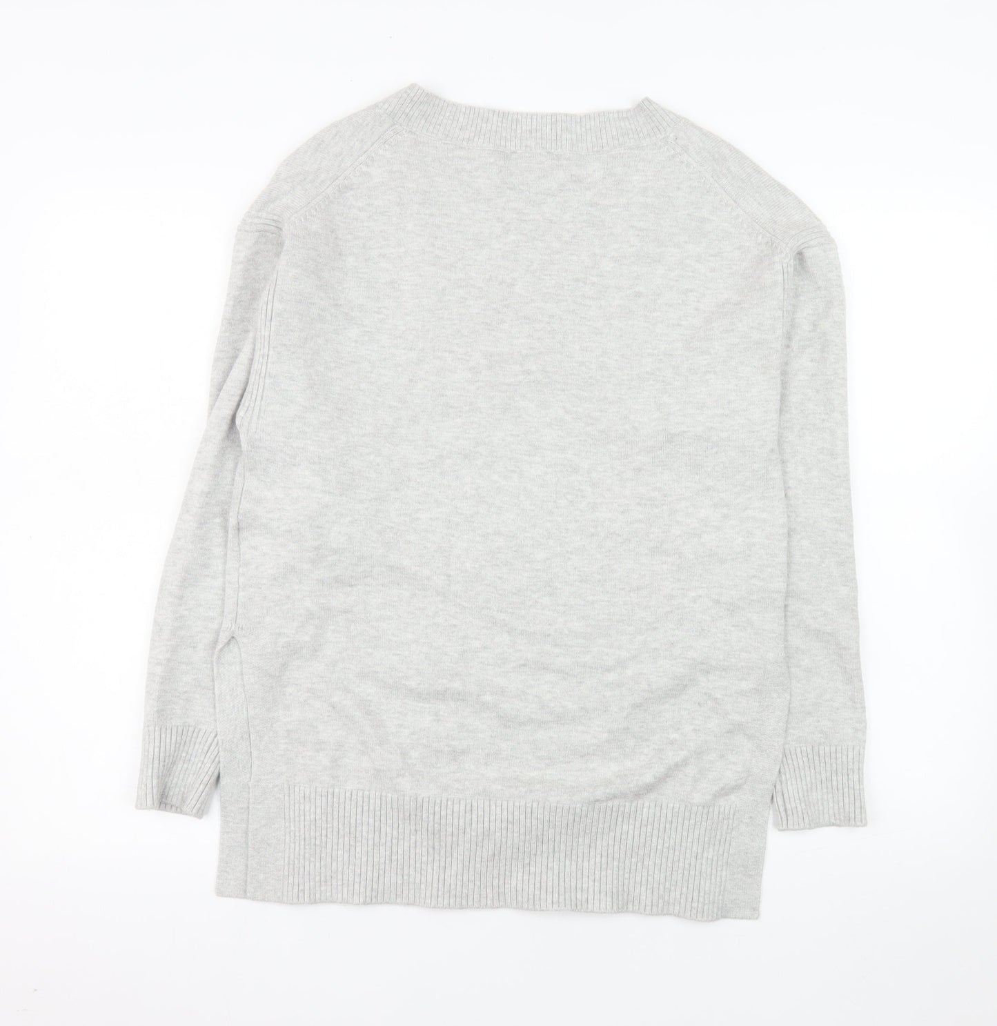 Express Women's Grey V-Neck Long Sleeve Pullover Jumper XS