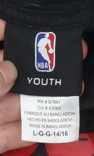 NBA Boys Black Hoodie 14-16 Years Pullover Basketball Logo Sweatshirt