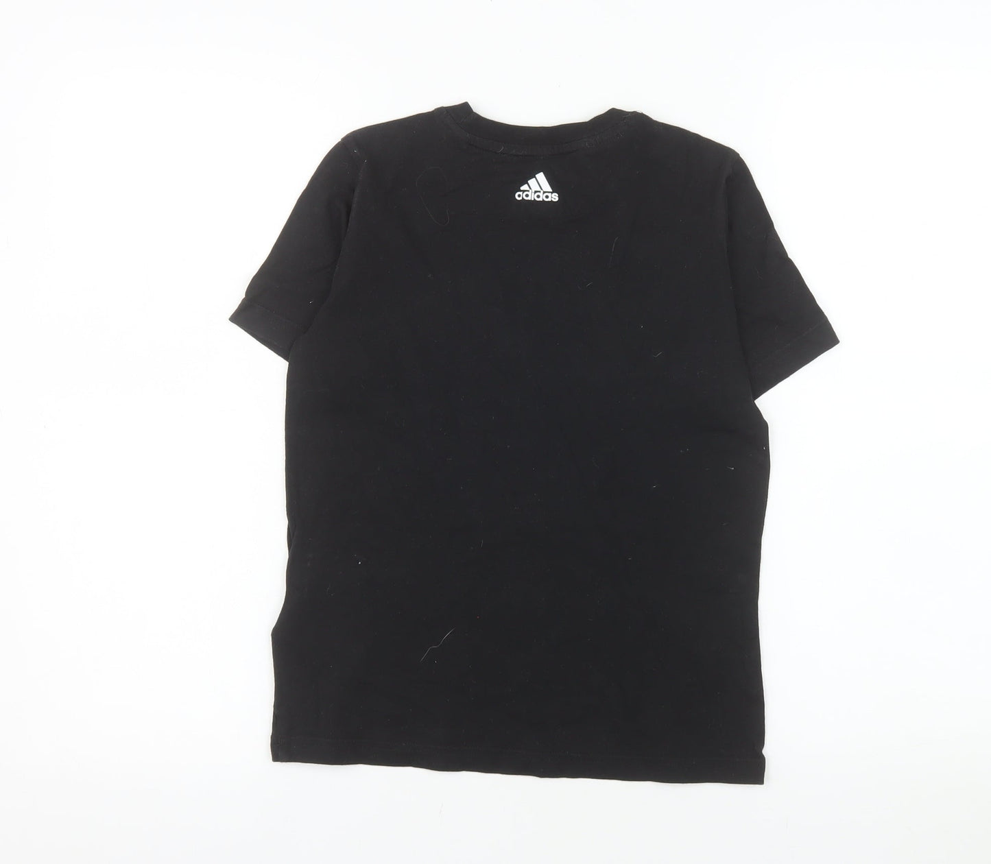 Adidas Boys Black Cotton Logo T-Shirt 9-10 Years Short Sleeve Sports Tee
