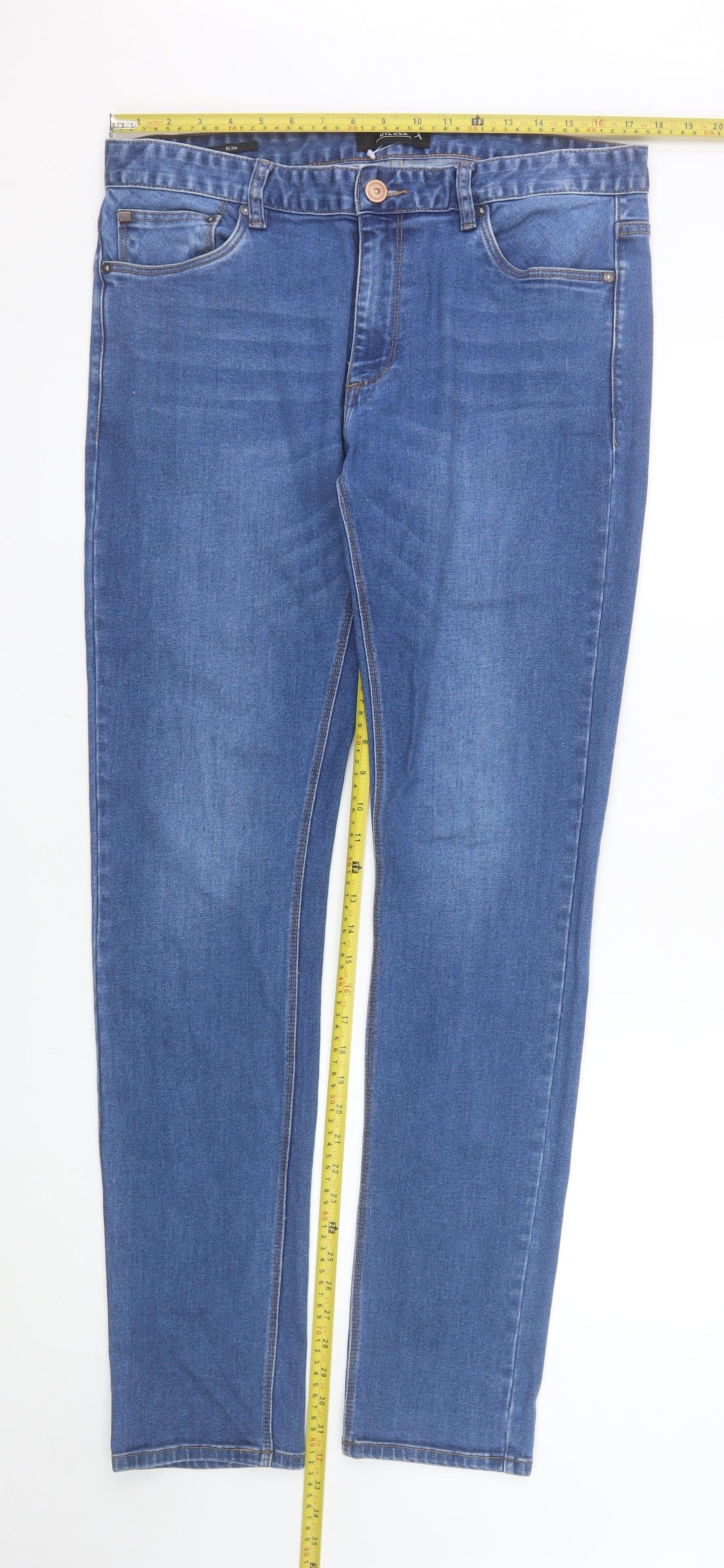 Diesel Womens Blue Slim Fit Mid Rise Stretch Skinny Jeans Size 16