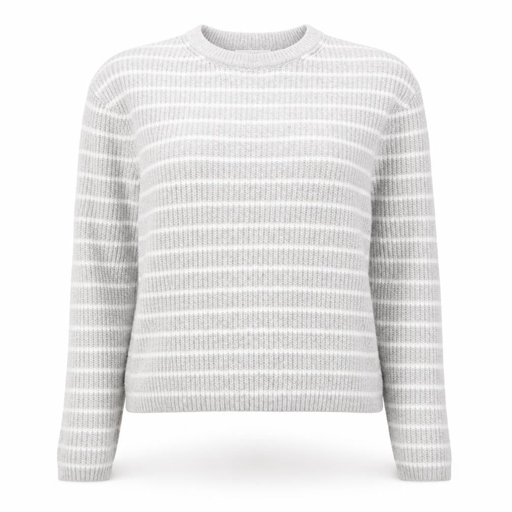Marks & Spencer Women's Grey Striped Knit Jumper Size M