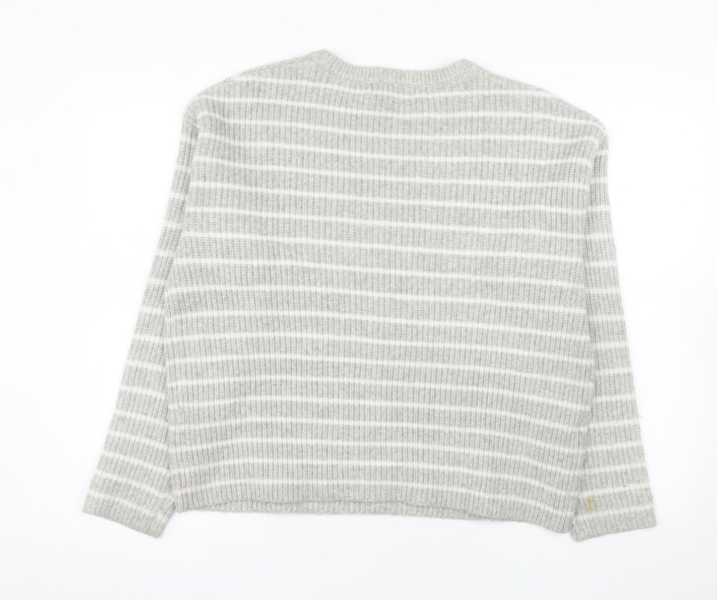 Marks and Spencer Women's Grey Striped Knit Jumper Size M