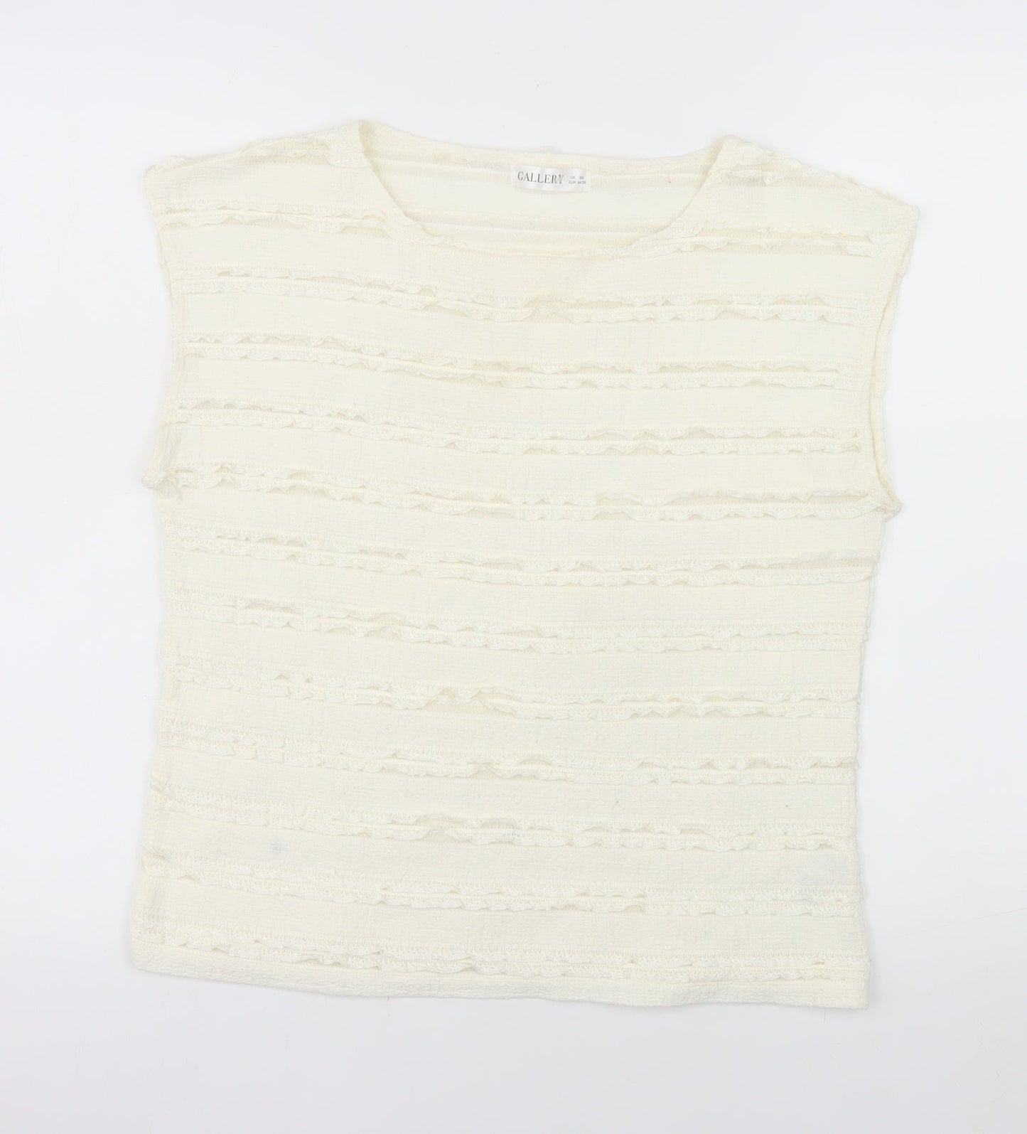 Gallery Women Ivory Sleeveless Ruffle Knit Blouse XS