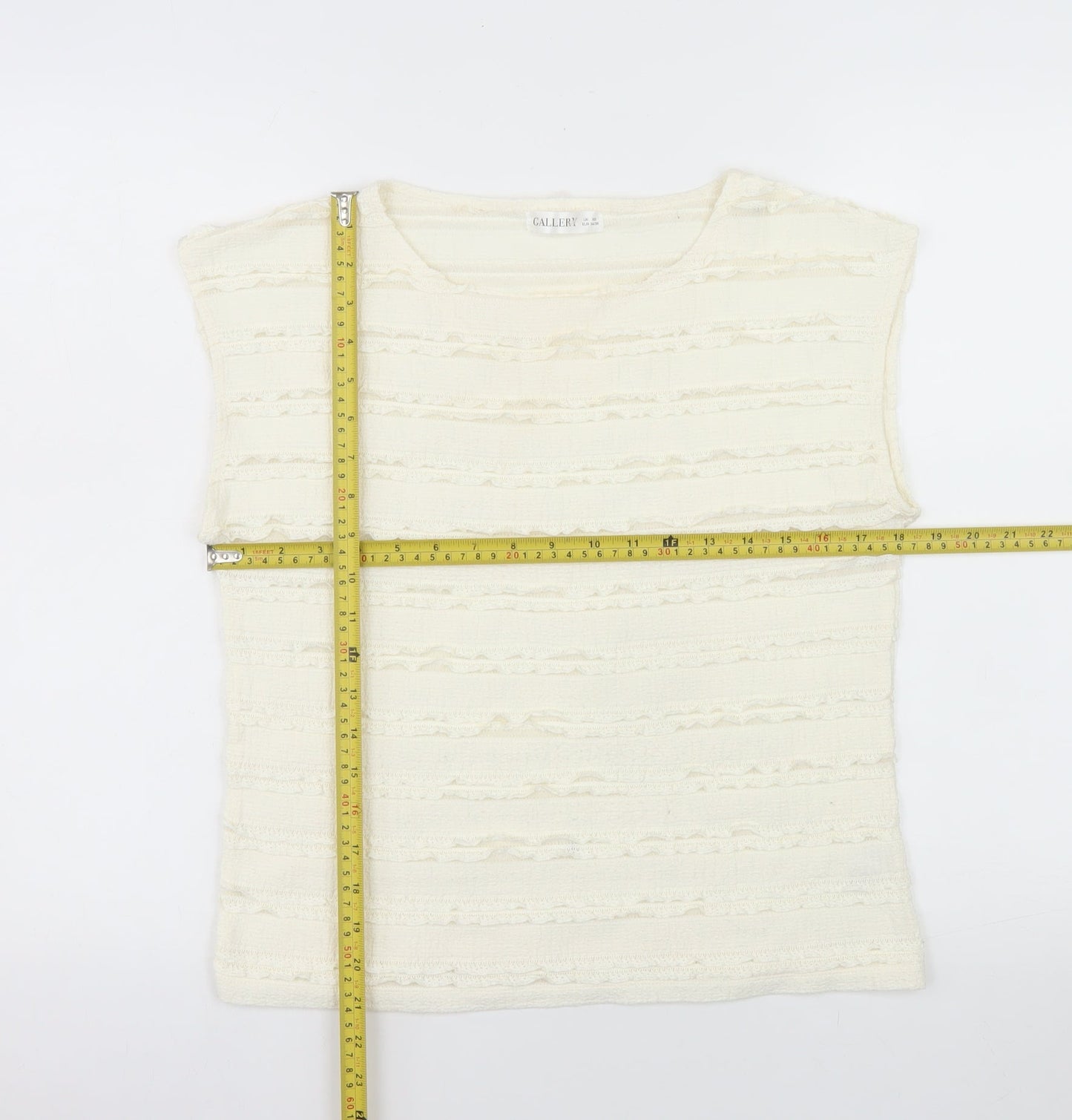 Gallery Women Ivory Sleeveless Ruffle Knit Blouse XS