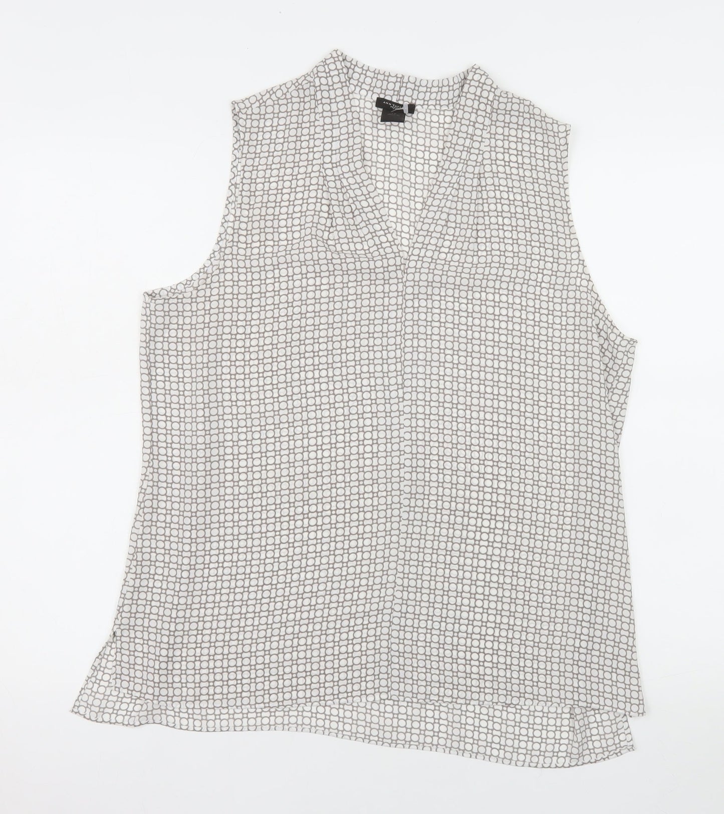 Ann Taylor Petite Women's Grey Sleeveless V-Neck Blouse Size L