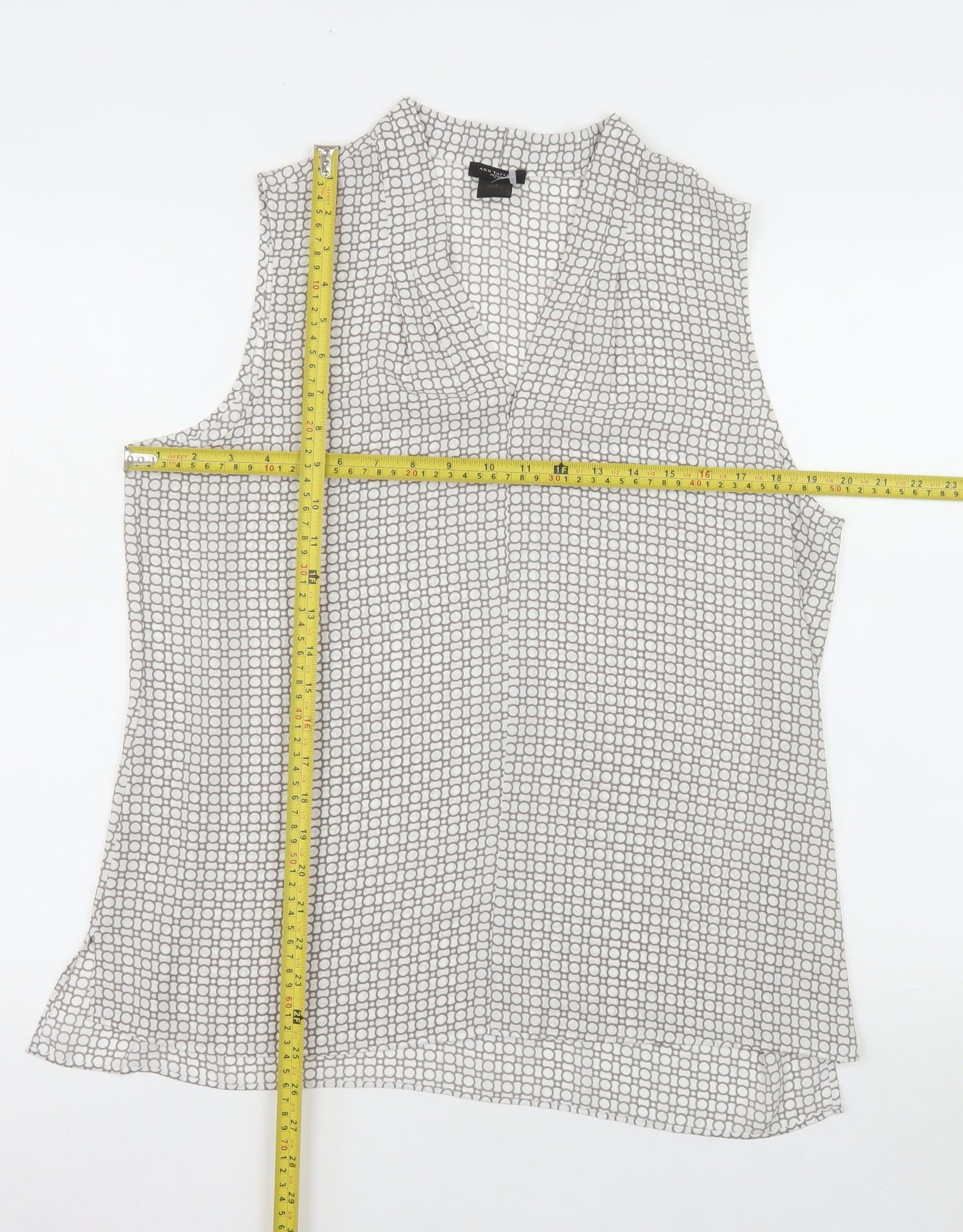 Ann Taylor Petite Women's Grey Sleeveless V-Neck Blouse Size L