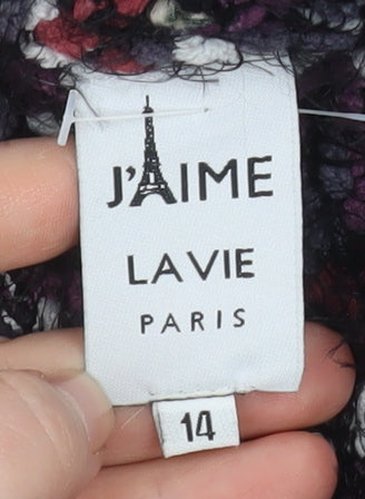 J'aime Lavie Paris Womens Multicoloured Size 14 Cowl Neck Chunky Knit Cardigan