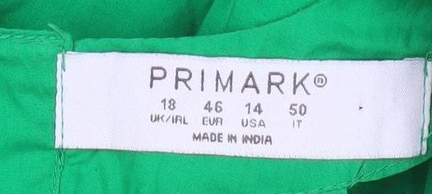 Primark Women Green Size 18 A-Line Sleeveless Knee Length Dress
