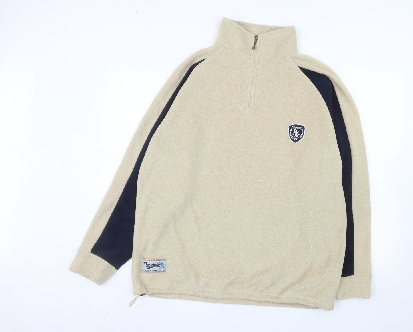 Foxhole Men's Beige Fleece 1/2 Zip Pullover Sweatshirt L