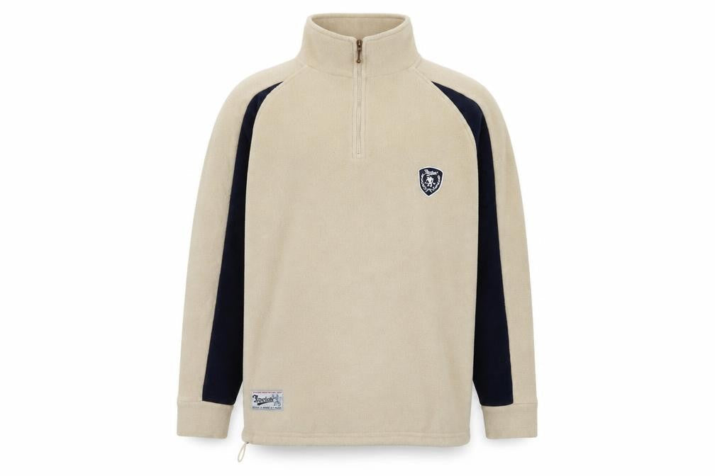 Foxhole Men's Beige Fleece 1/2 Zip Pullover Sweatshirt L