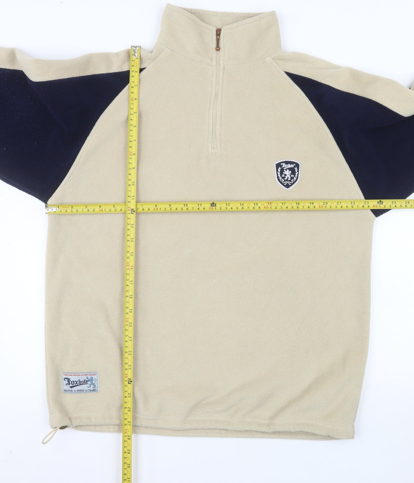 Foxhole Men's Beige Fleece 1/2 Zip Pullover Sweatshirt L