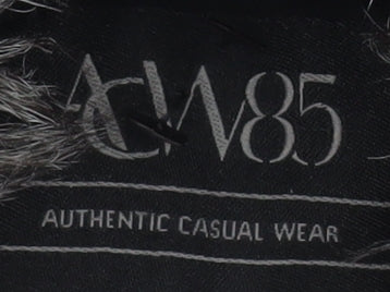 ACW85 Men's Black Faux Fur Hooded Parka Jacket Medium Winter Warm
