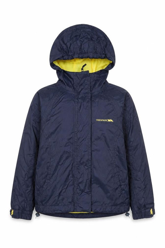 Trespass Boys Blue Waterproof Hooded Rain Jacket 5-6 Years Windproof Coat