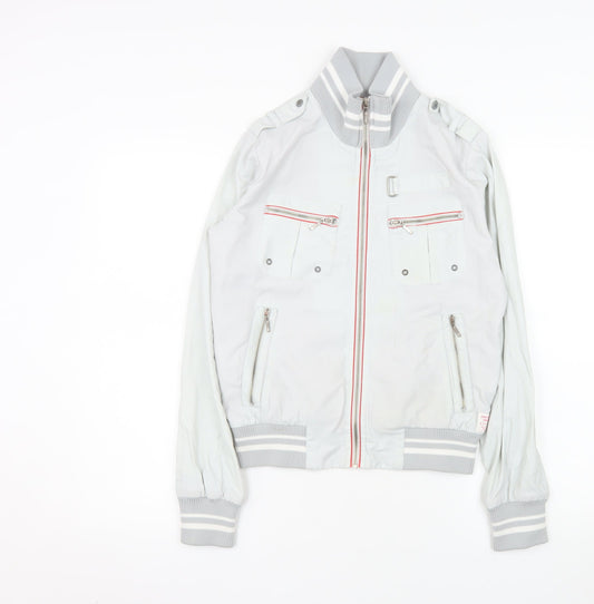 Pepe Jeans Womens White Bomber Jacket Size S Cotton Blend Zip Up