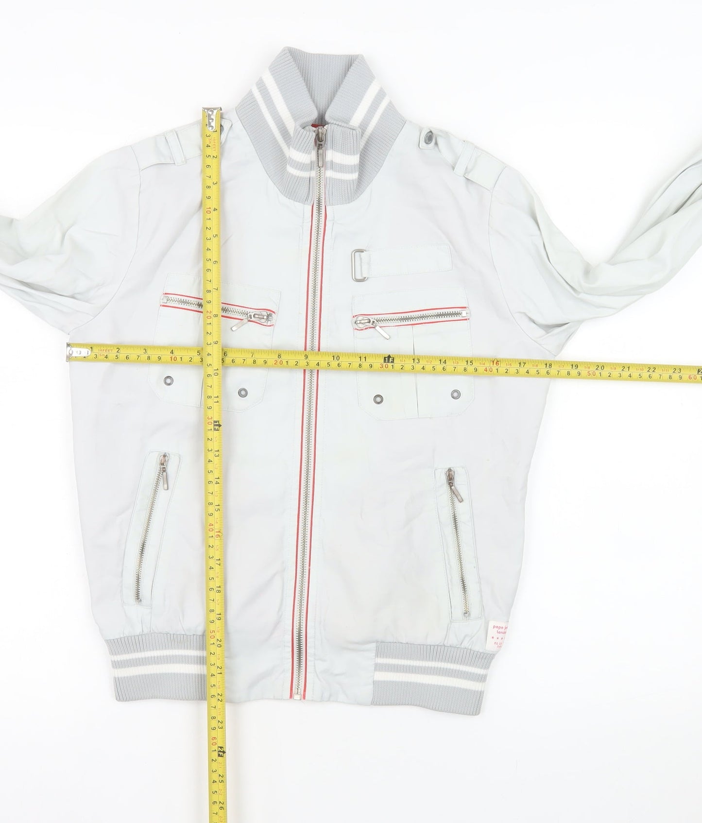 Pepe Jeans Womens White Bomber Jacket Size S Cotton Blend Zip Up