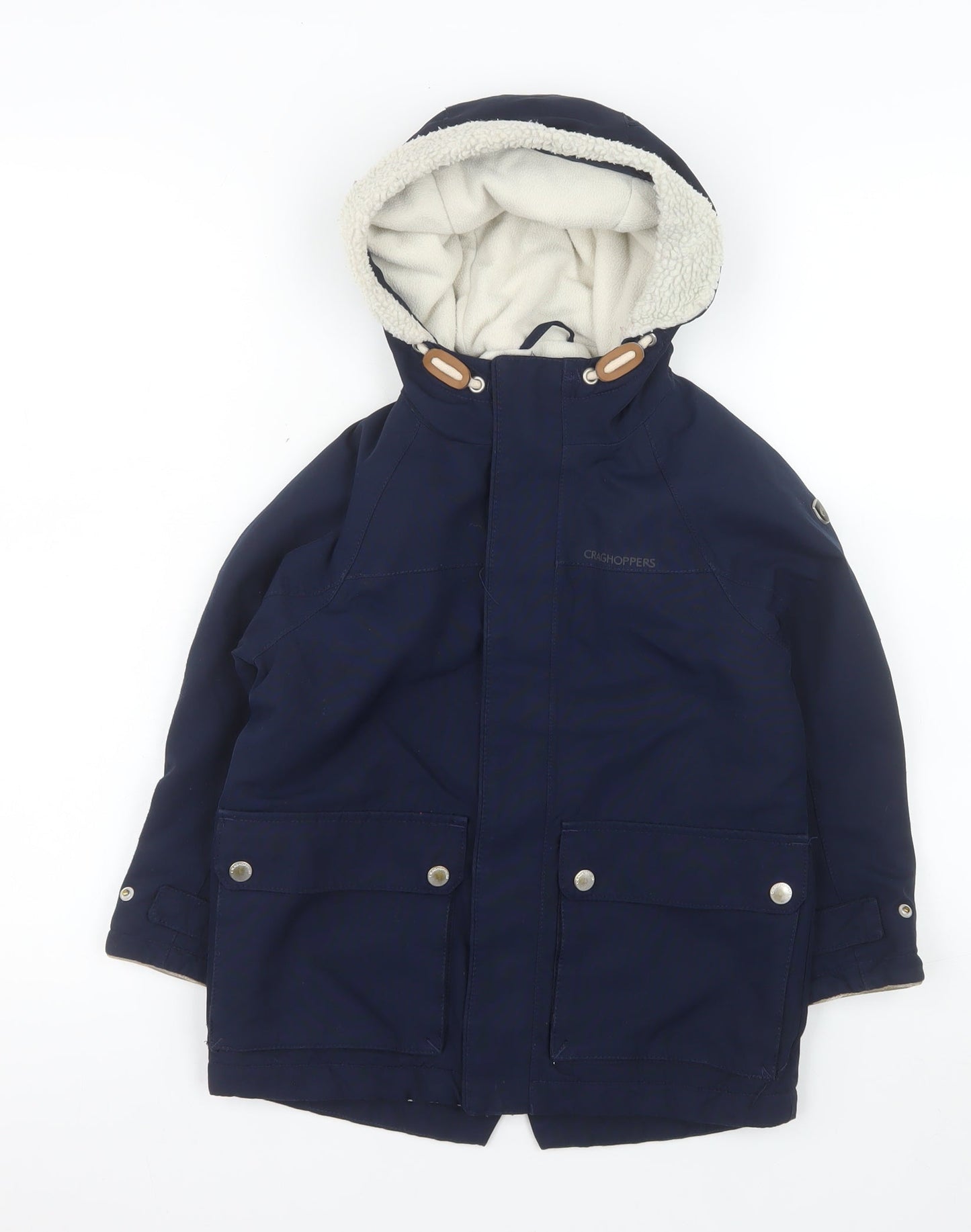 Craghoppers Boys Blue Waterproof Hooded Parka Coat Size 5-6 Years