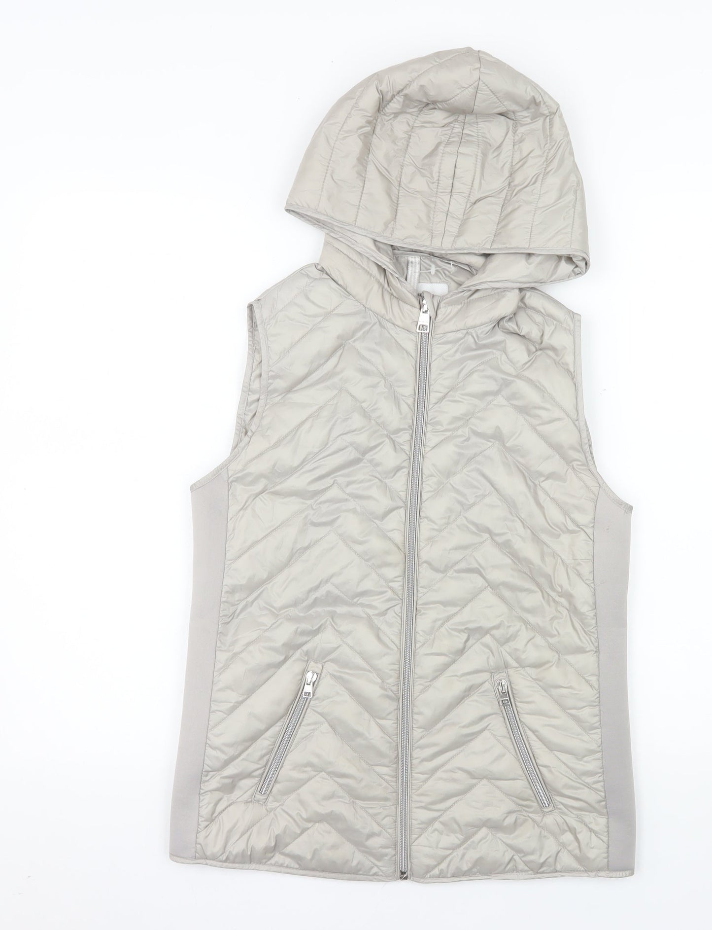 Street One Women's Grey Quilted Hooded Puffer Waistcoat Size 8