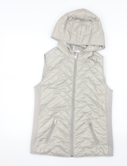 Street One Women's Grey Quilted Hooded Puffer Waistcoat Size 8