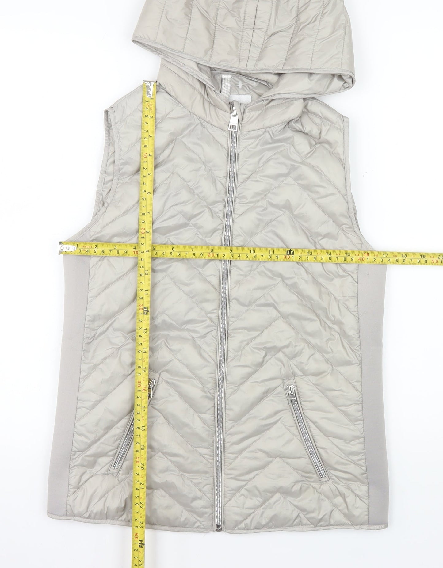 Street One Women's Grey Quilted Hooded Puffer Waistcoat Size 8