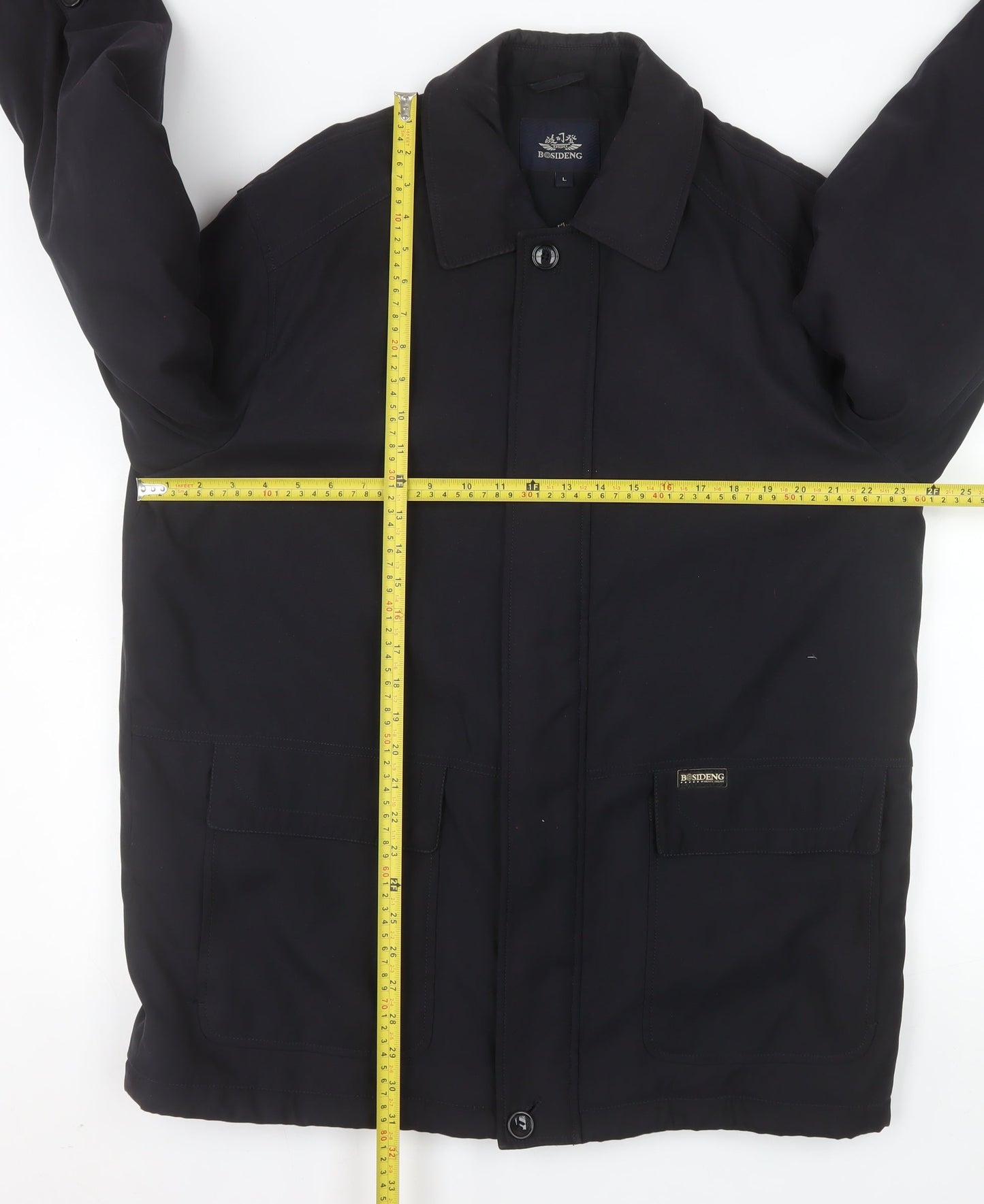 Bosideng Men's Black L Regular Fit Mid-Length Overcoat